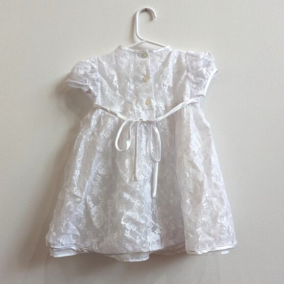 Vtg Dress Baby Girls Sz 18m White Lace Flower Girl Easter 90s - Picture 4 of 5
